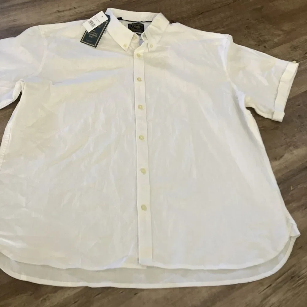 Jacks MFG Heritage‎ Chambray Noho Shirt Mens 3XL White Short Sleeve J23A-209-C88